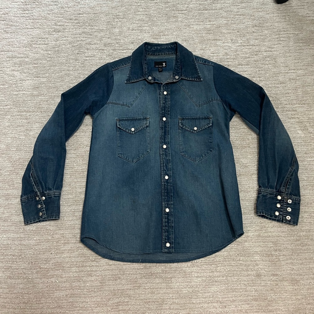 URBAN RENEWAL Thick Denim Shirt Pearl Snap Medium